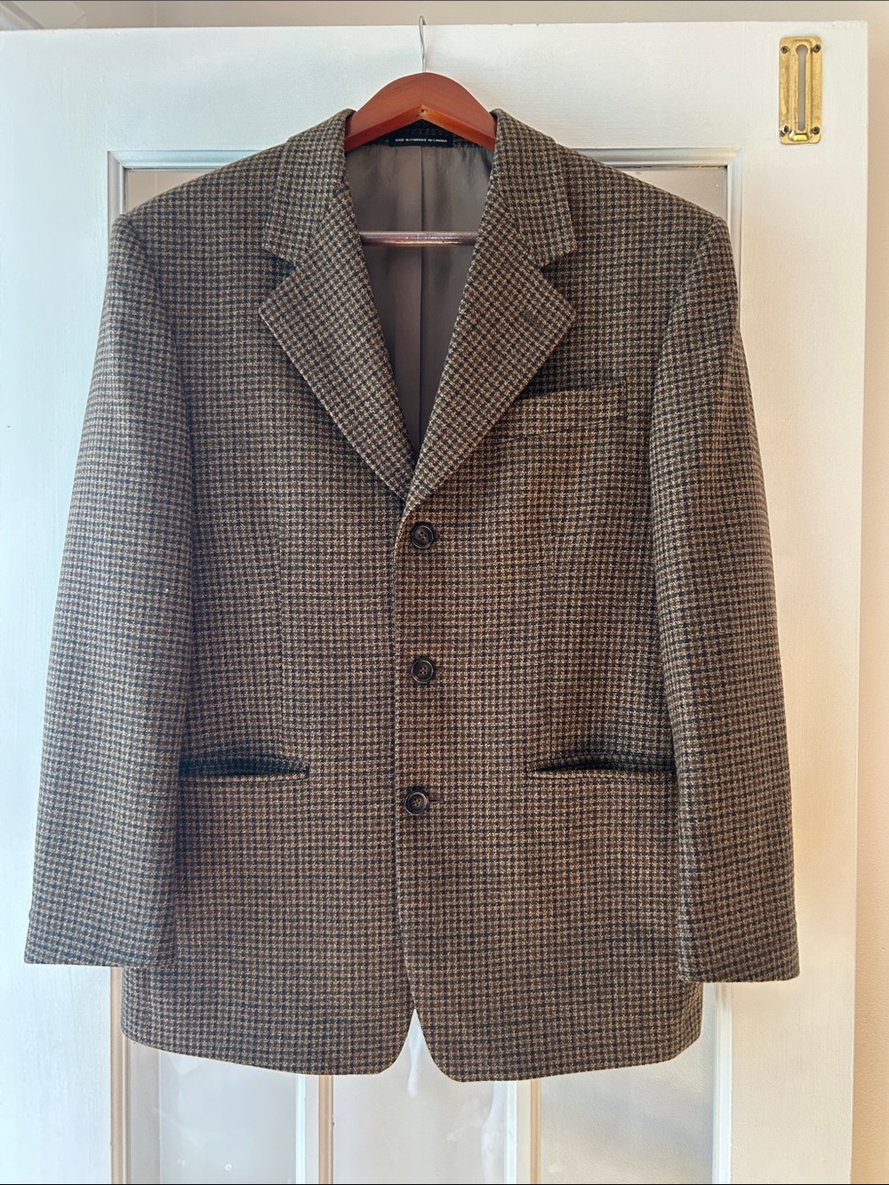 Men's Houndstooth Brown Blazer - Classic Tailored Style - made in Canada